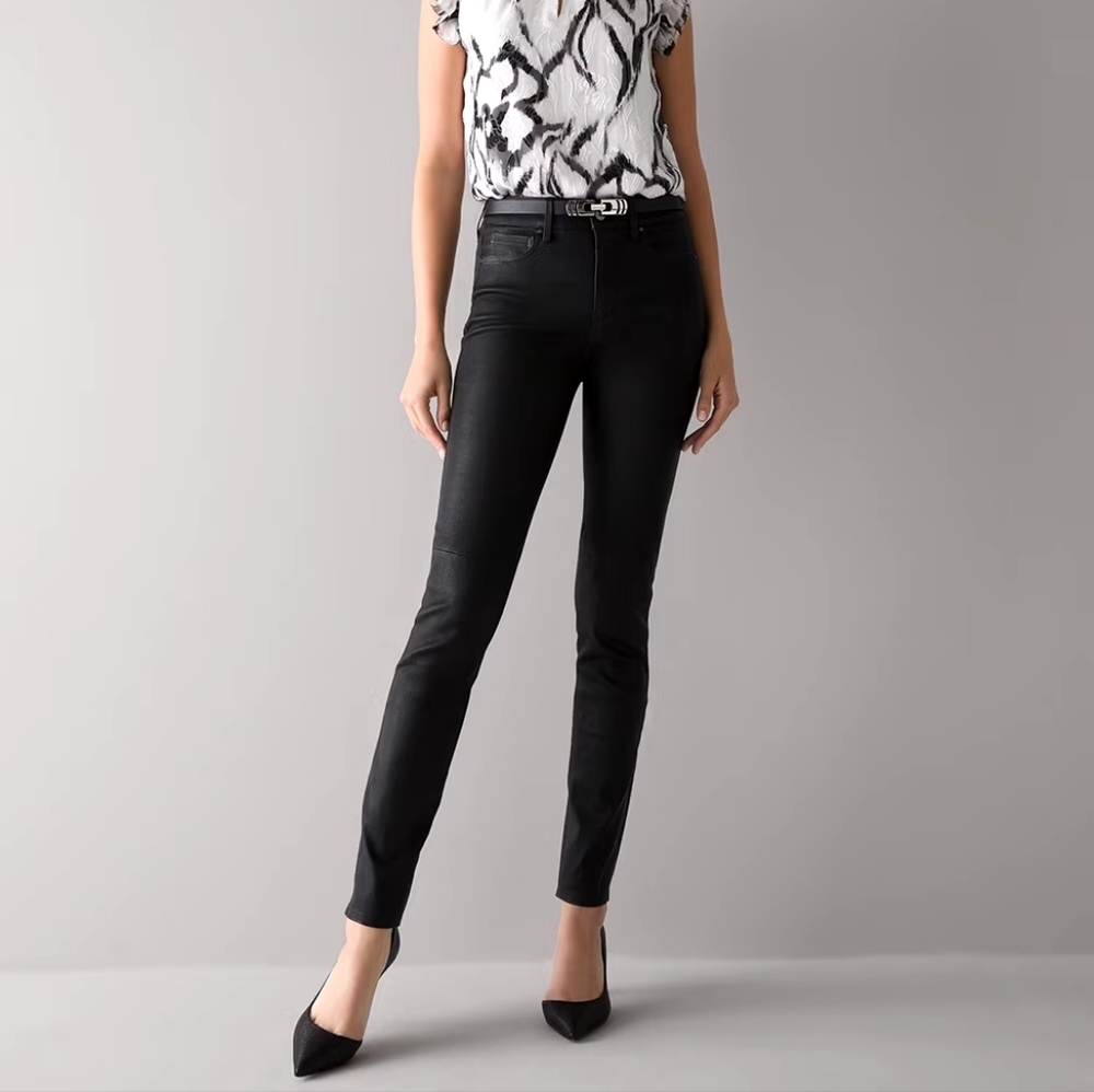 WHBM Genuine Leather Slim Ankle Pants Size 14 Regular New with Tags NWT